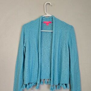 Lilly Pulitzer Blue Tassel Cardigan Sweater